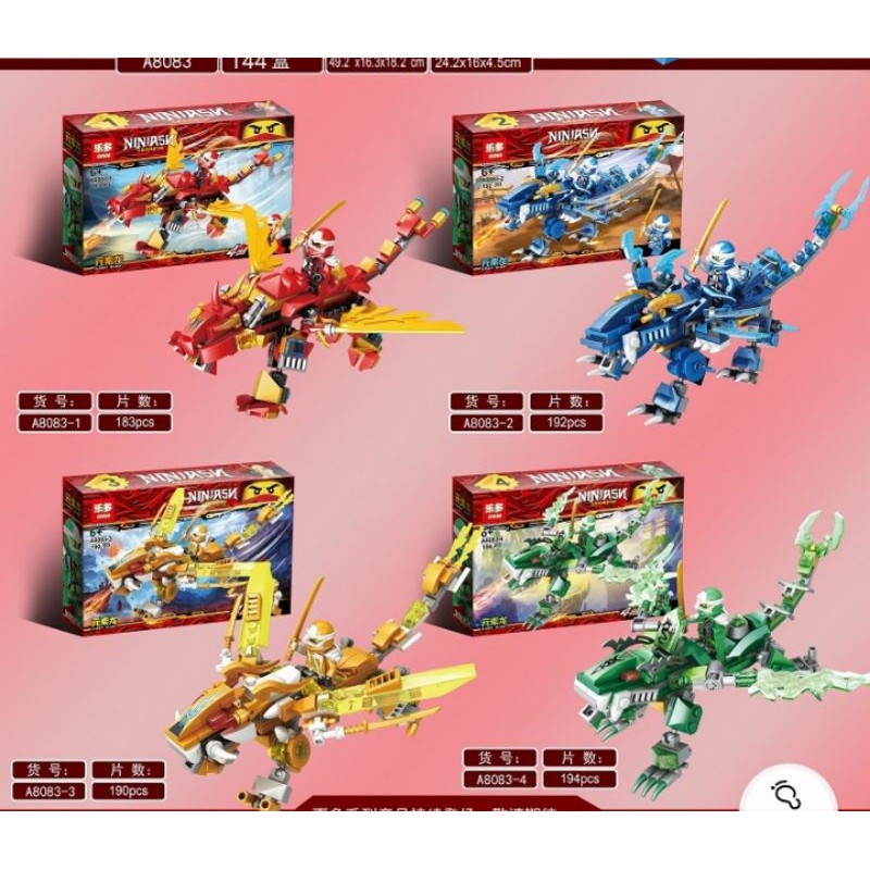 [BEST SELLER] Mainan Anak Action Figure Lego Ninjago Dragon Besar + Senjata + Minifigure Ninjago Leg