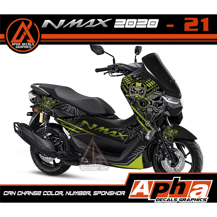 DECAL STICKER YAMAHA NMAX NEW SKULL TENGKORAK PISTON