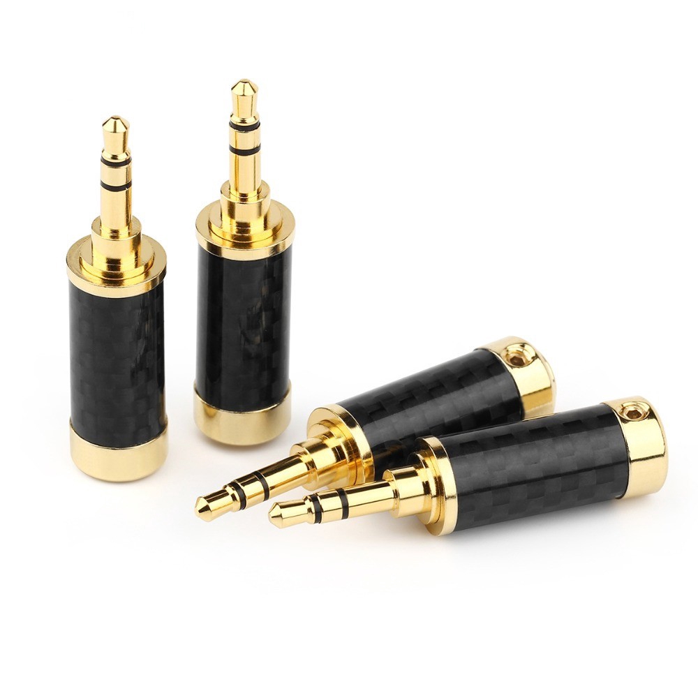 3.5mm Plug Audio Jack 3 Pole Carbon Fiber Earphone Splice DIY Stereo Headphone Repair Solder Wire