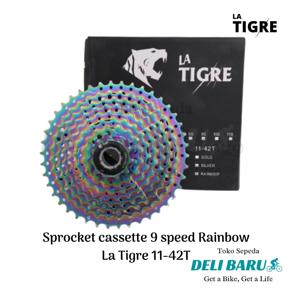 La tigre Sprocket cassette 9 speed rainbow model slop 11-42T sepeda MTB federal lipat