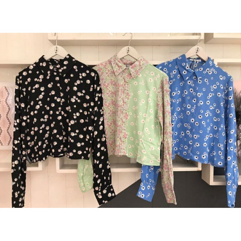 Kemeja Motif Stradivarius Shirt Original