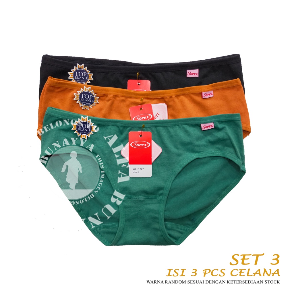 3 Pcs Celana Dalam Wanita SOREX 1227 - CD Underwear - Soft And Comfort - Pakaian Dalam Wanita Katun Cotton