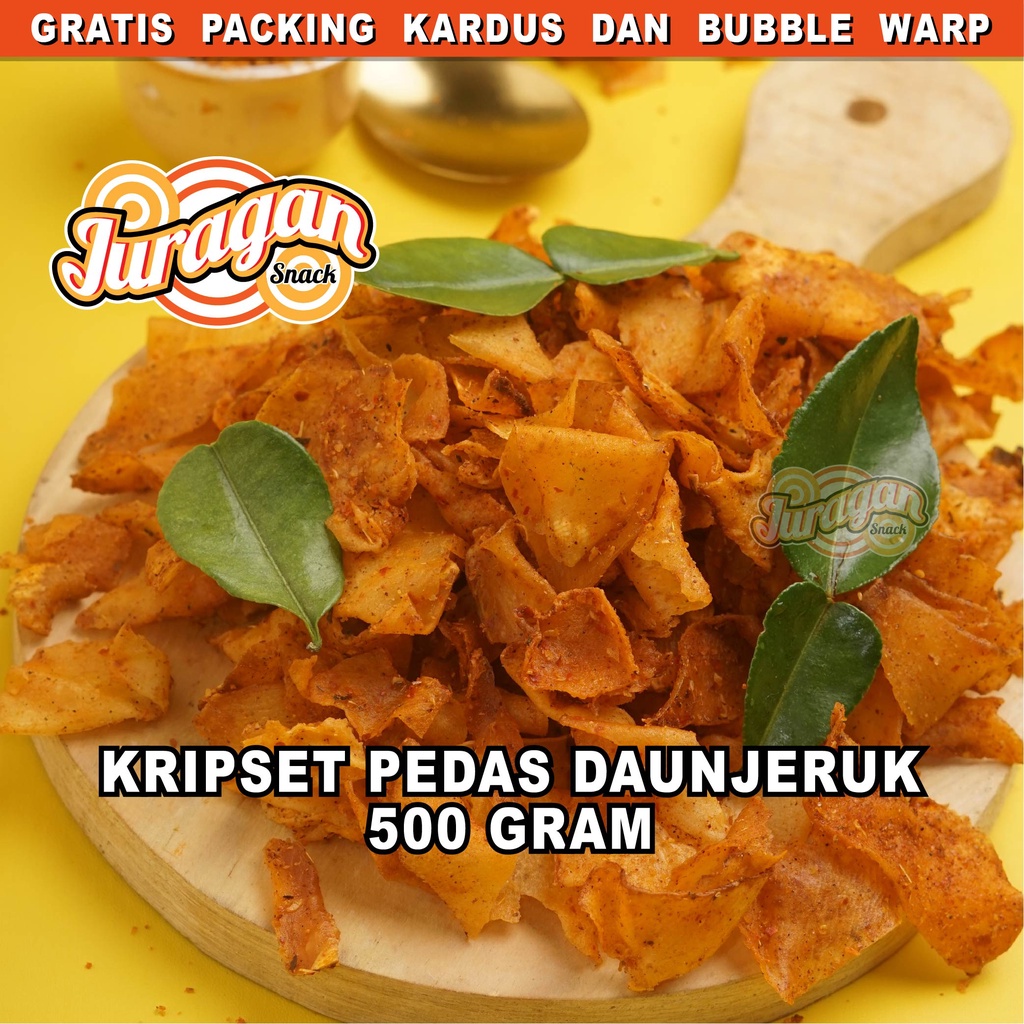 KERIPIK SINGKONG KRIPSET PEDAS DAUN JERUK 500 gram snack kiloan makanan ringan jajanan cemilan camilan pedas asin gurih murah