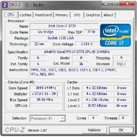 Processor Intel Core i7 3770 / 3770k tray Socket 1155 Ivy Bridge