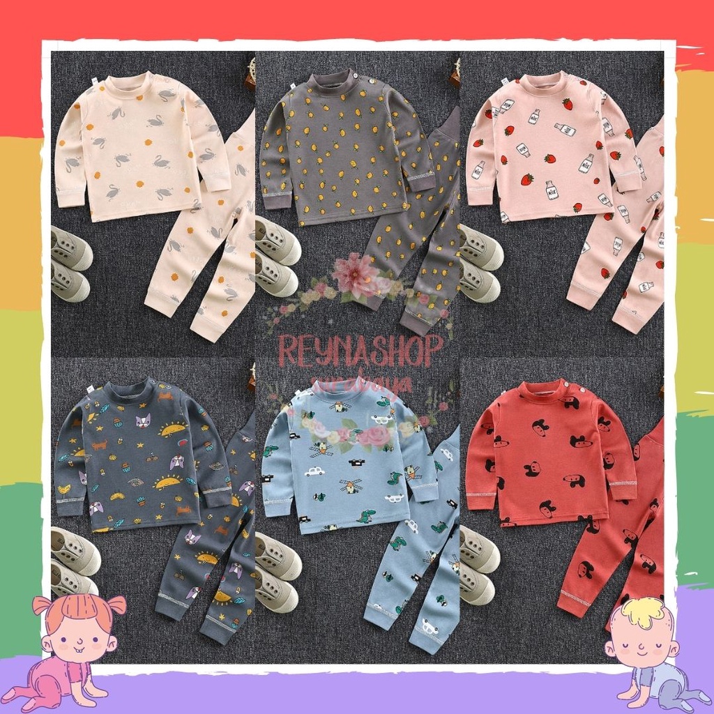 (VBP-VBU) Setelan Piyama Tidur Panjang Anak Setelan PP Pinggang Tinggi Anak Import