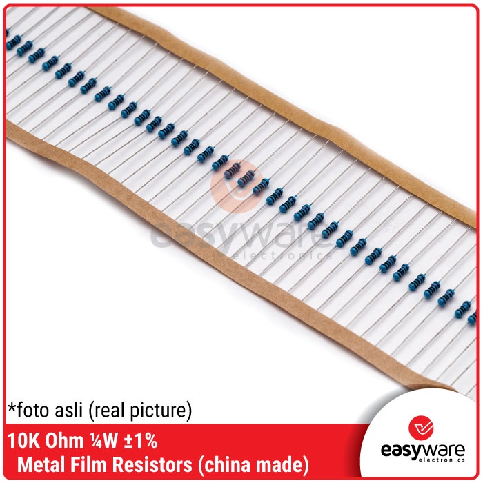 Resistor 10K Ohm 1/4W 1% Metal Film Resistor 10K Axial 0.25 Watt