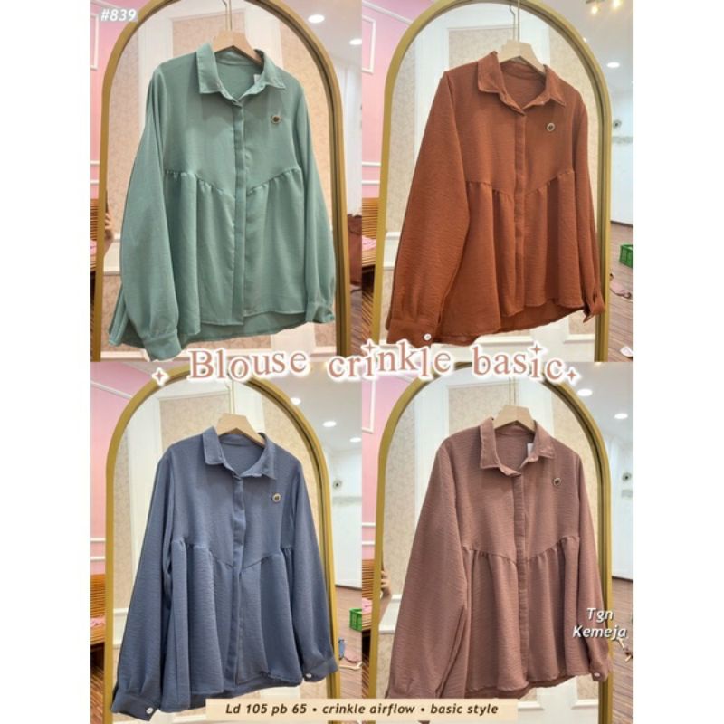 blouse crincle korean look / atasan muslimah lengan panjang / blus sunie pgmta kekinian murah busui