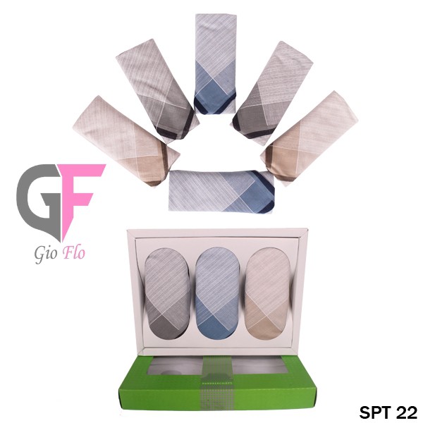 GIOFLO Sapu Tangan Katun Aksesoris Fashion Pria Isi 6 PCs Multicolor / SPT 22