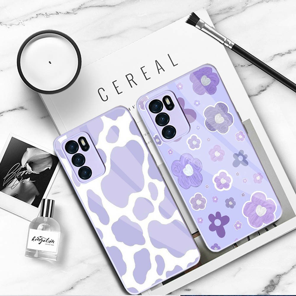 (SW) Softcase Kaca Ungu/Lilack Oppo A16 Oppo A54 Oppo A15 Oppo A5s Reno 5 Reno 5F Reno 6 (4G) | soft