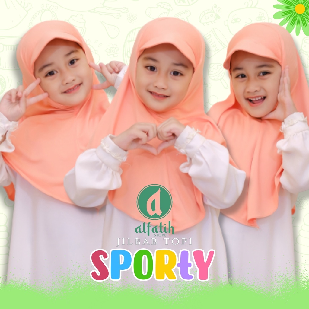 ALFATIH STORE/JILTOP/ Jilbab Topi sporty SD / Jilbab Murah/IANAH