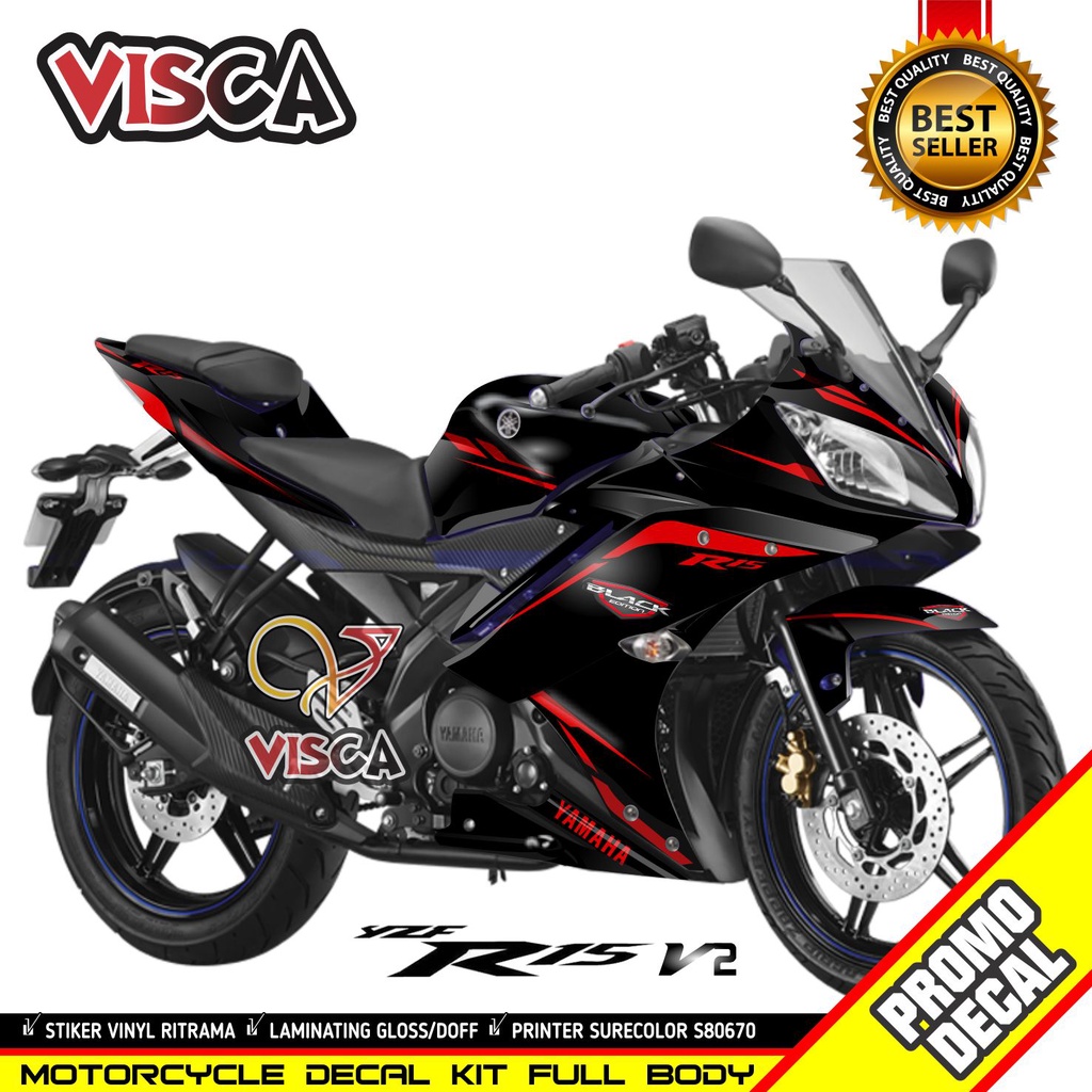 Decal STICKER YAMAHA R15 V2 full body Stiker r15 v2 black idition