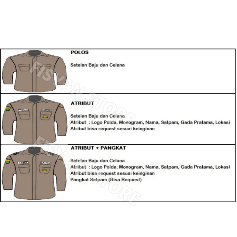 Seragam PDL SUS Satpam | Seragam PDL SUS Security Coklat Terbaru