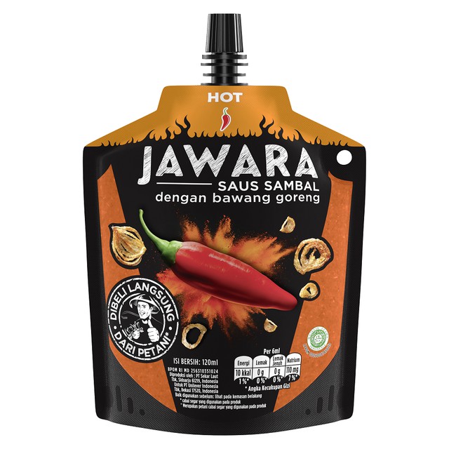 

JAWARA SAUS , SAUS SAMBAL BAWANG GORENG EXTRA HOT DAN HOT 120ml