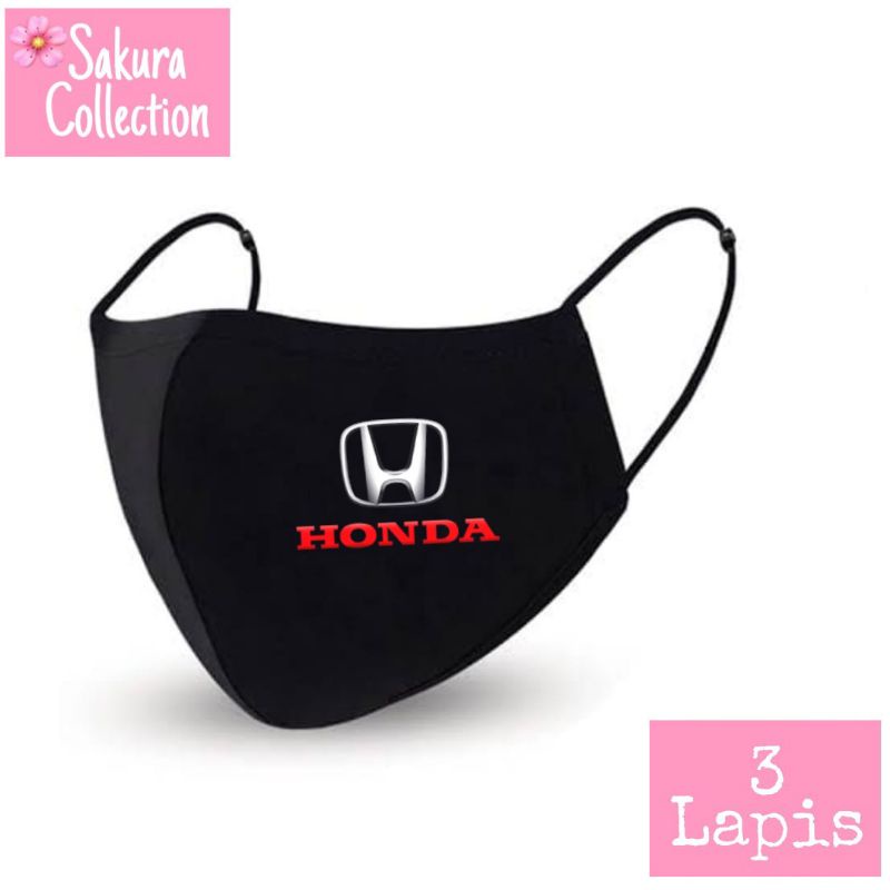 Masker Kain 3 Lapis - Honda Logo Mobil Motor / Scuba Anak Dewasa - Earloop