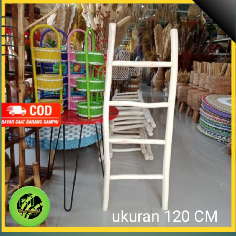 Promo Tangga Kayu Jati 120cm | Teak Wood Ladder Dekoratif | Tangga Dekorasi | Ondo Dekor | Tangga Hi