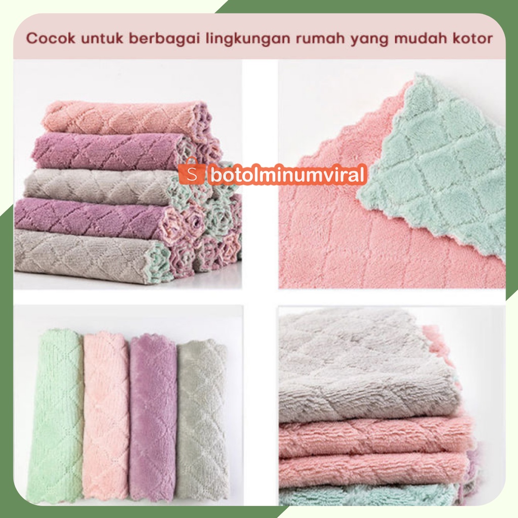 Kain Lap Meja Piring Microfiber Serbaguna Anti Minyak - 25 X 14 CM Premium