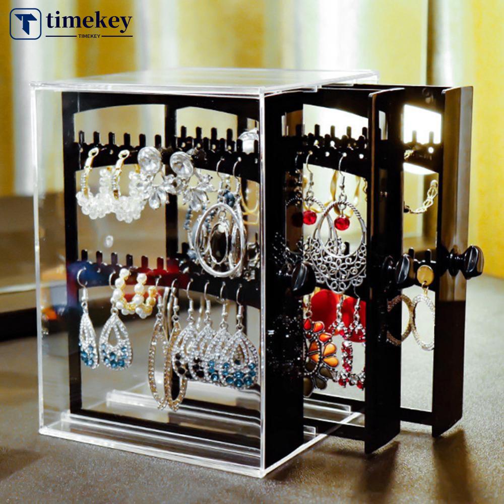 Timekey Kotak Display Organizer Perhiasan Kalunggelanganting Bahan Akrilik Transparan Anti Debu G6L1