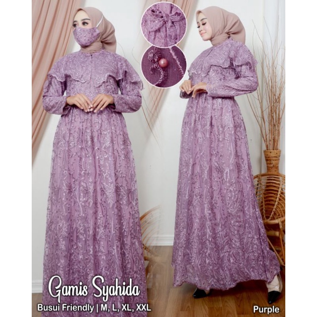 Permata Olshop / Gamis Syahida AD / Gamis Brukat / Gamis Pesta Mewah / Kebaya Kondangan / Baju Pesta / Gamis Brokat Busui