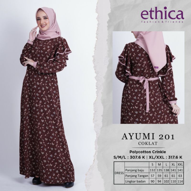 AYUMI 201 COKLAT | GAMIS BY ETHICA TERBARU 2022 | GAMIS TERMURAH