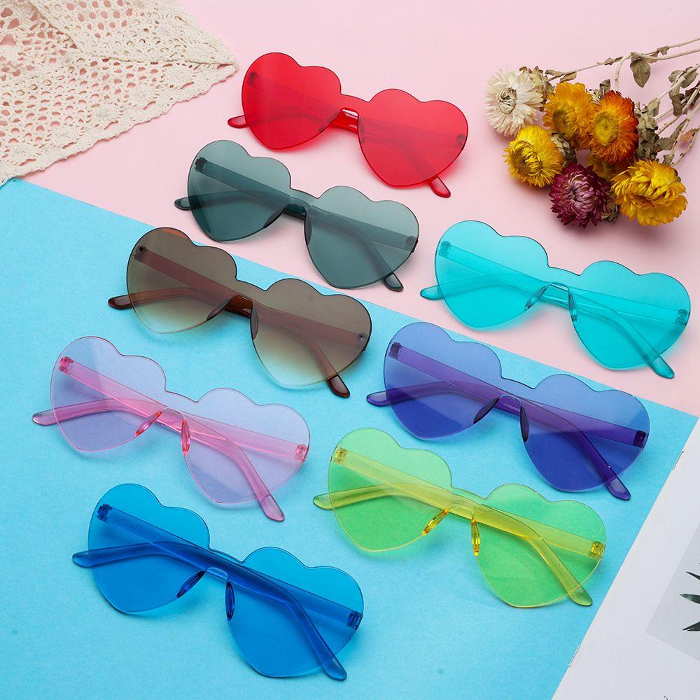 R-flower Heart Sunglasses Aksesoris Kacamata Sunglasses Transparan Trendy Untuk Wanita