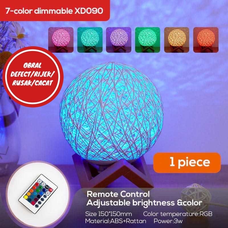 [OBRAL RIJEK] Lampu Tidur LED Dekorasi Bola Sepak Takraw 15 cm - XD090