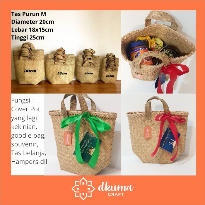 

PROMO Tas purun Diameter 20cm include kartu ucapan dan pita, hampers, goodie