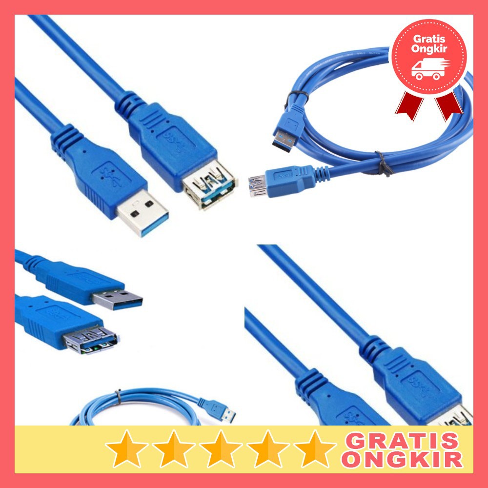 GS8 Kabel Ekstensi USB 3.0 Male ke Female 1.5M Robotsky A27 Biru