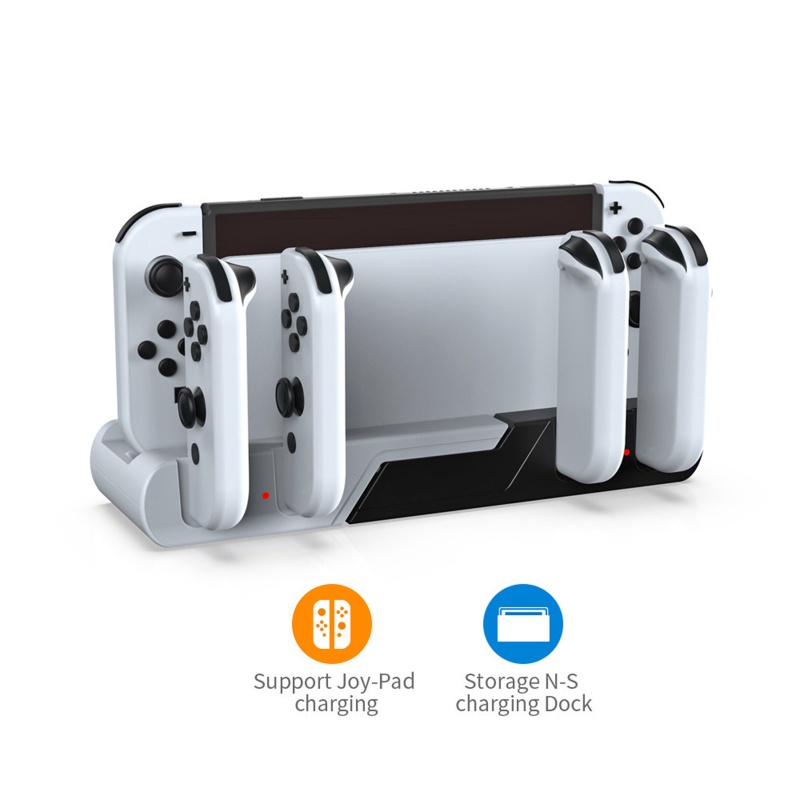 Btsg 6-in-1 Gamepad Charger Fast Charging Dock Station Charger Holder Stand Dengan Slot Kartu Game Untuk NS Switch Joy Pad/S