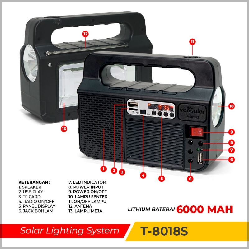 SOLAR LIGHTING SYSTEM ADVANCE T8018S