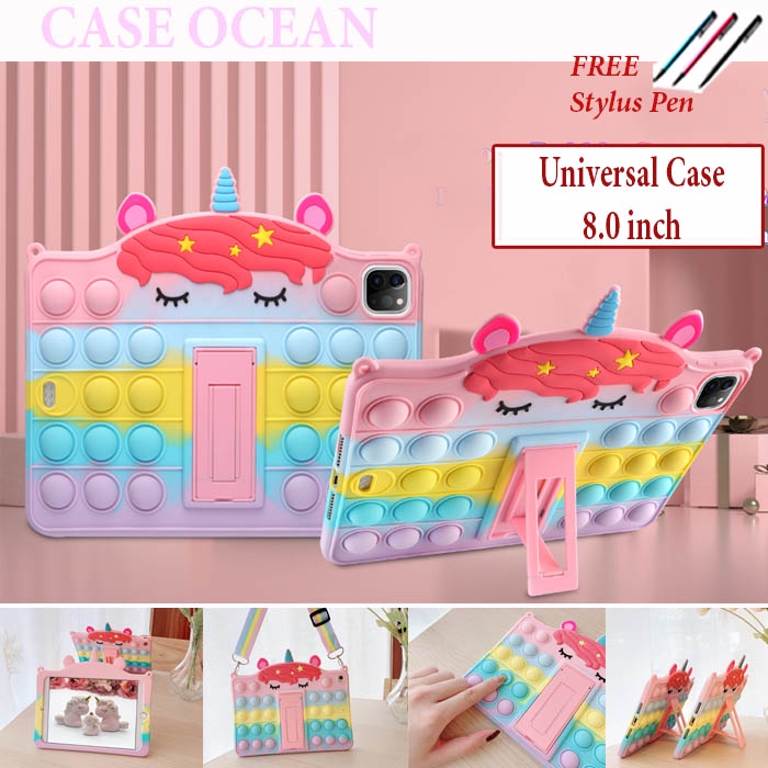 Huawei Dtab D01J Docomo Softcase Soft Case Casing Back Cover Anak kids Motif Unicorn POP IT Bubble R