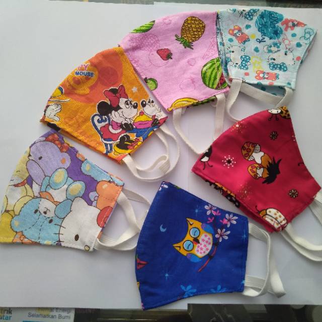 Masker kain anak 2  lapis motif lucu/masker 2 ply/maskerkain 2 ply