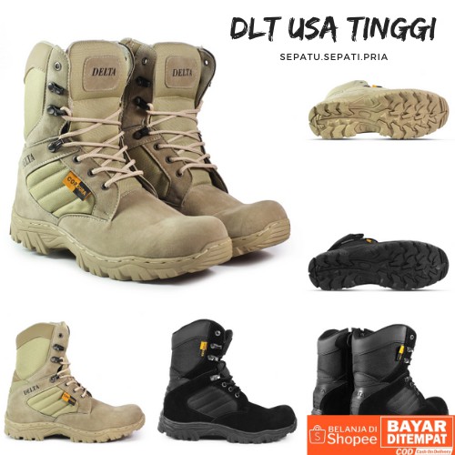 Sepatu Boots Pria Dlt Cordura Tactical Hitam 8inci Safety Ujung besi Sepatu Hiking Outdoor TERMURAH