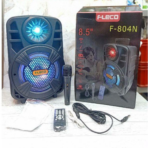 Speaker Bluetooth Karaoke Fleco F-804N 8'5 Inch (Bonus Mic+Remote)