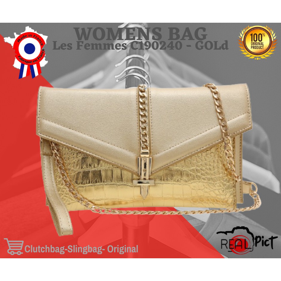 Les Femmes Tas Pesta Wanita Tas Selempang / Clutch C190240 - GOLD