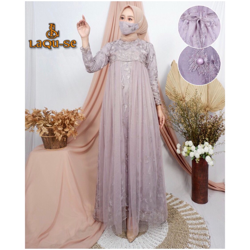 Gamis Kebaya Tulle Mutiara Mix Tutu Gaun Outfit Kondangan Dress Pesta Wisuda Wanita By Laquse_kebaya2