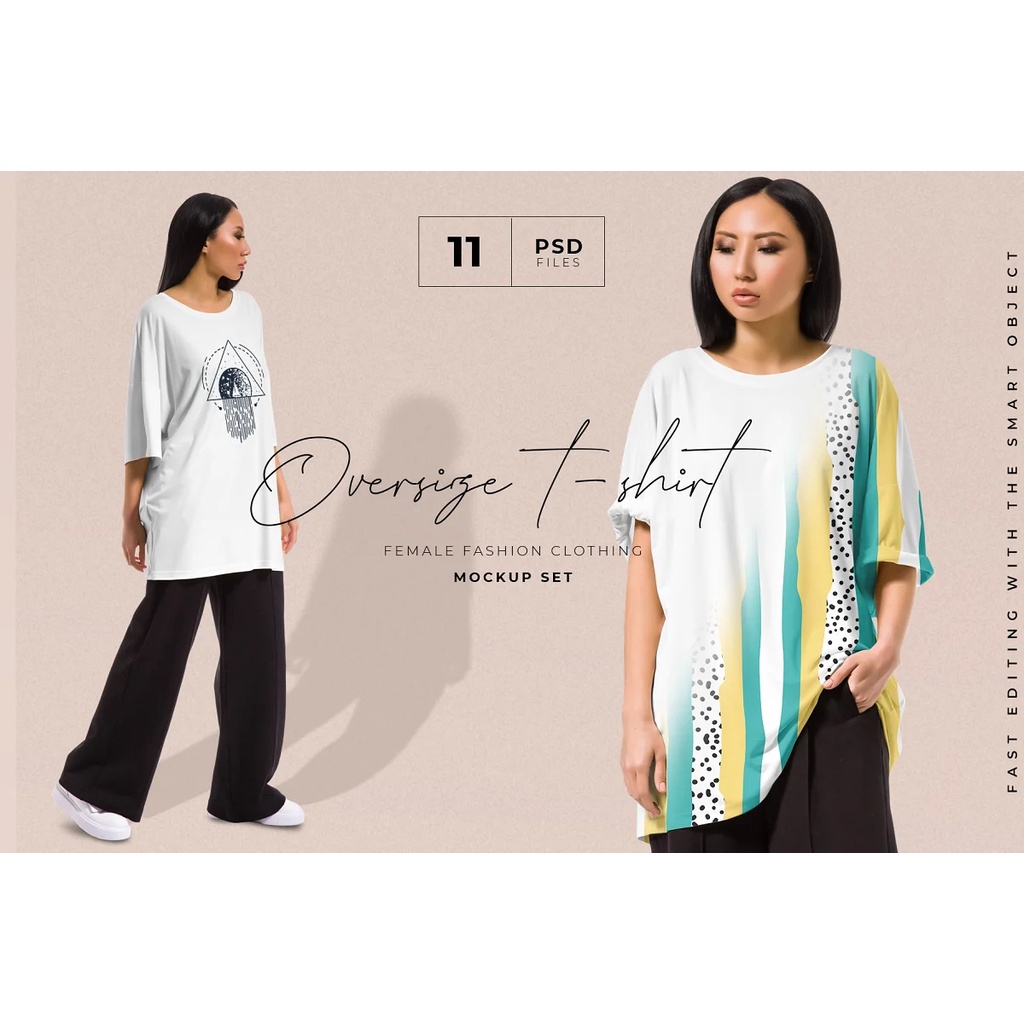 Oversize T-Shirt Mockup Women Set