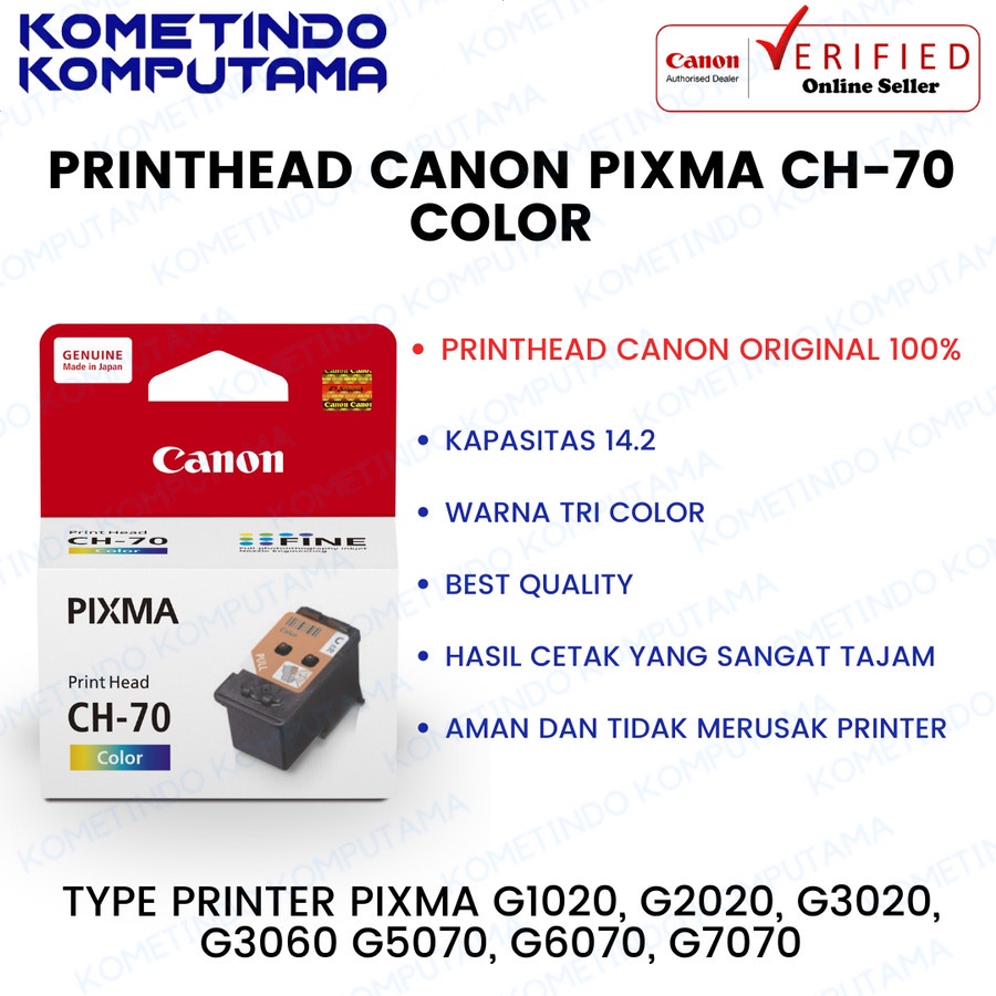 CH70 COLOR Tinta Cartridge PRINTHEAD CANON 100% ORIGINAL WARNA G1020