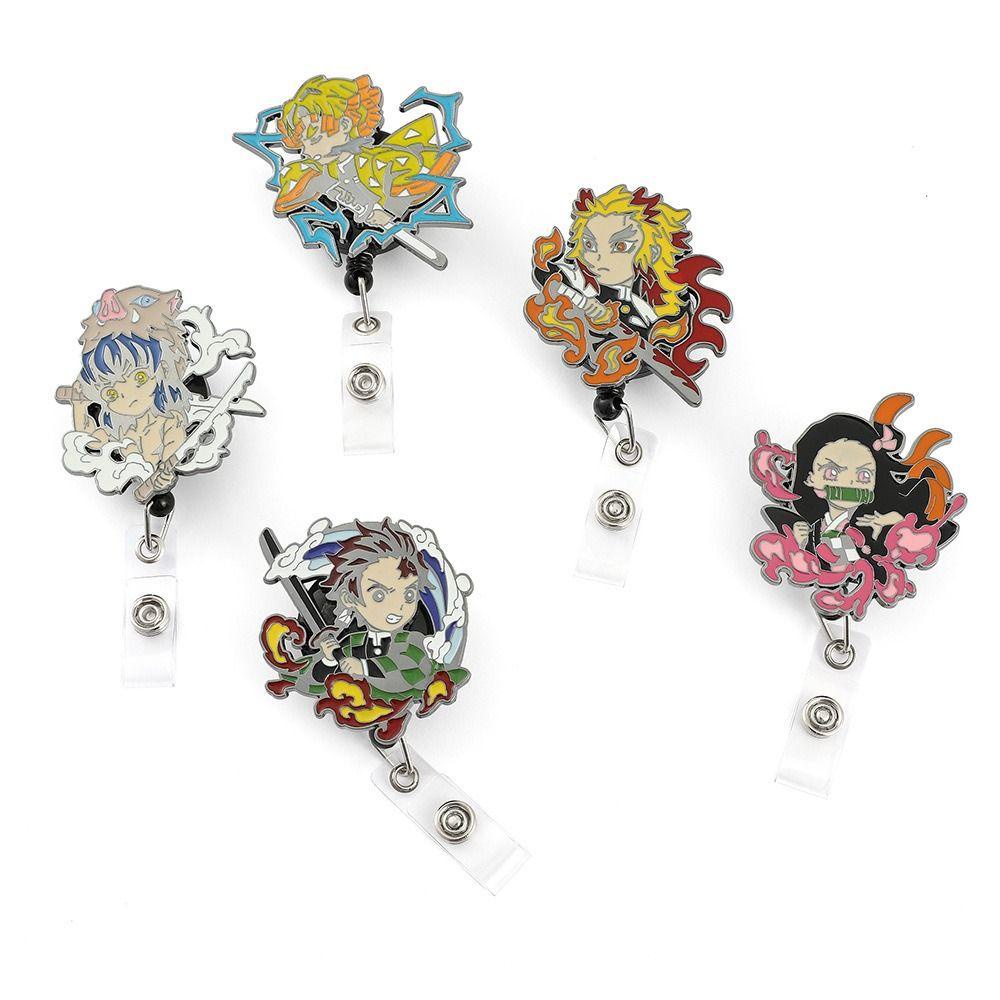 Mxbeauty Retractable Badge Reel Perlengkapan Sekolah Rumah Sakit Dada Kartu Kimetsu No Yaiba ID Lanyard Demon Slayer Perawat Badge Holder