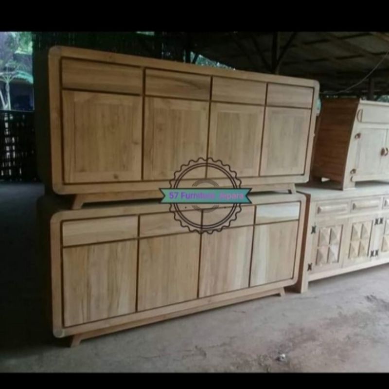 Lemari hias bufet laci kayu jati mentahan meja untuk tv