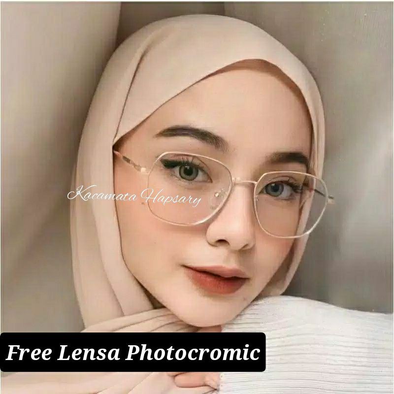 FRAME KACAMATA WANITA METAL 6803 | PAKET LENSA PHOTOCROMIC | KACA MATA ANTI RADIASI | KACAMATA MINUS