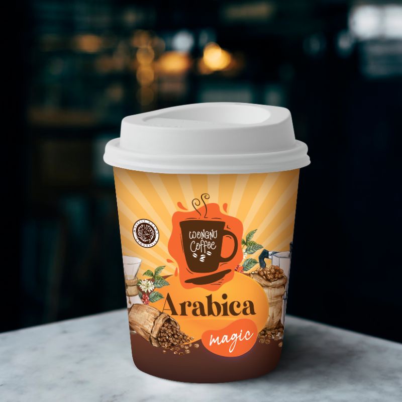 

Kopi Arabica Magic Kemasan Takeaway | Include Gula Sachet 24g | Stirer 15cm