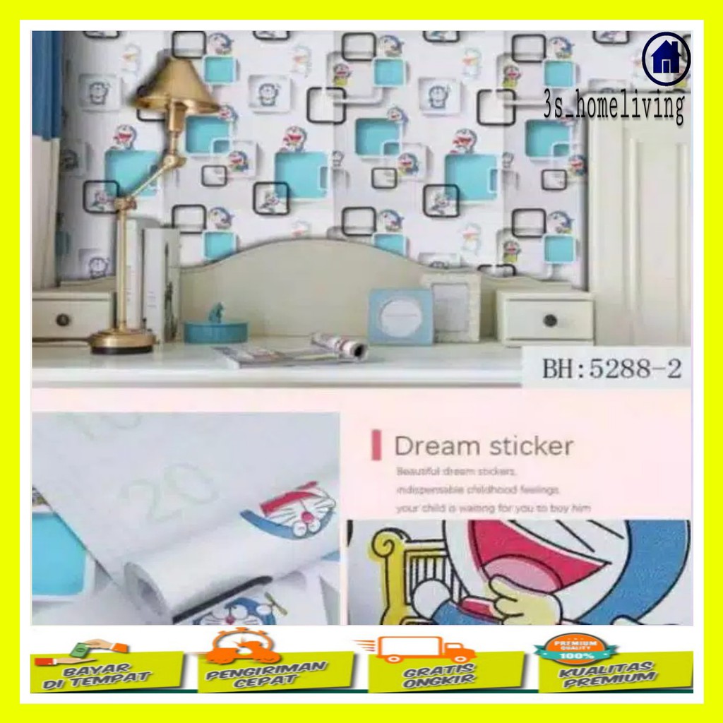 Wallpaper Dinding Doraemon 3D Wall Sticker Wallpaper Karakter Kartun Wallpaper Doraemon