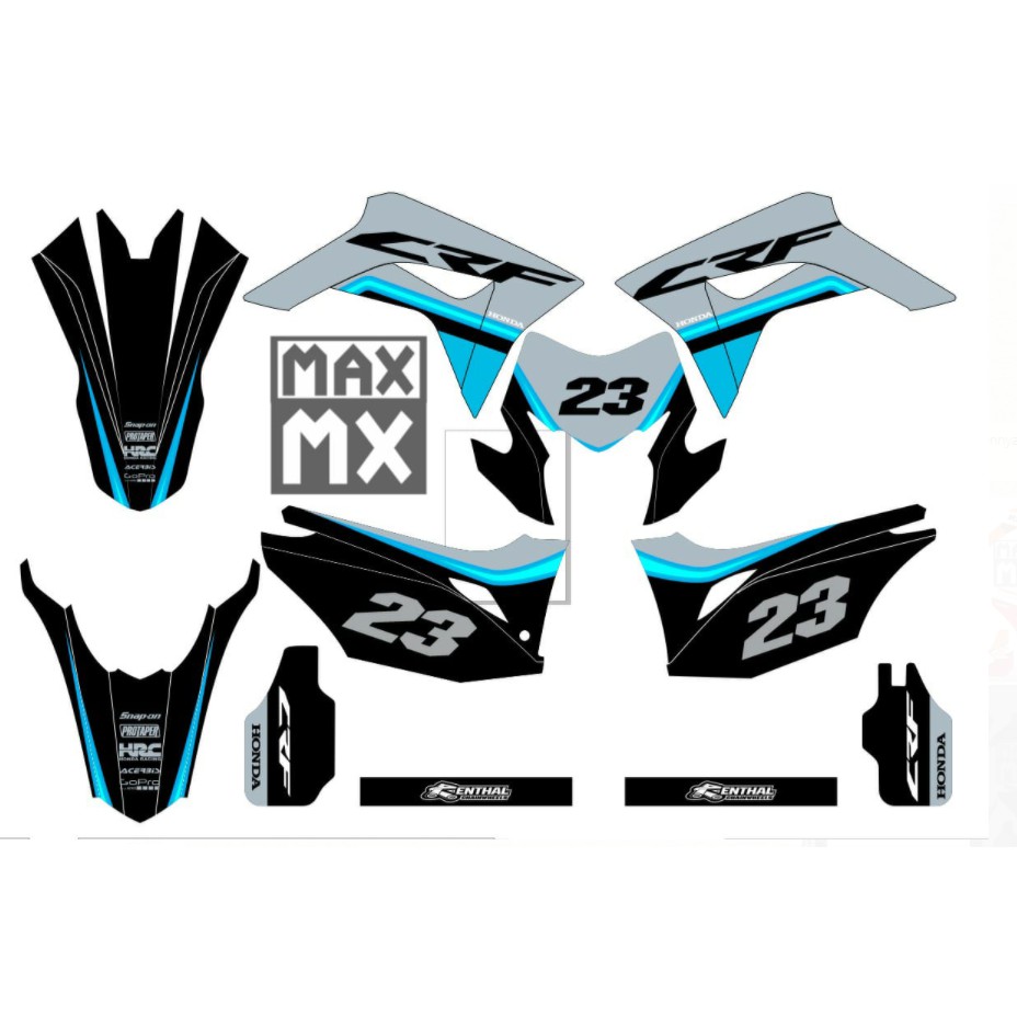 Decal Stiker CRF 150 L Dekal Variasi Sticker Striping Custom Full Body tosca grey 011