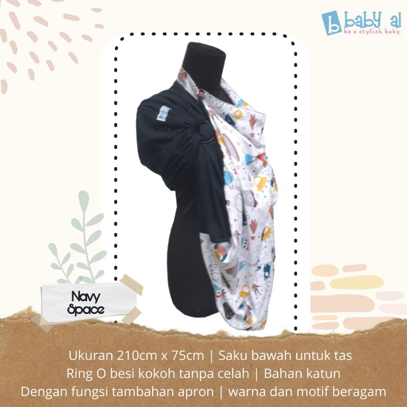 2in1 Baby Al Gendongan Ring Sling with Nursing Apron Motif - Penutup Menyusui