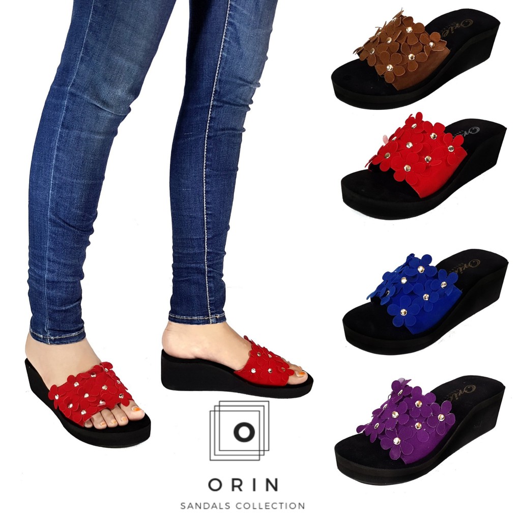 ORIN - Wedges Slop Anggrek / Sandal Kokop Bunga