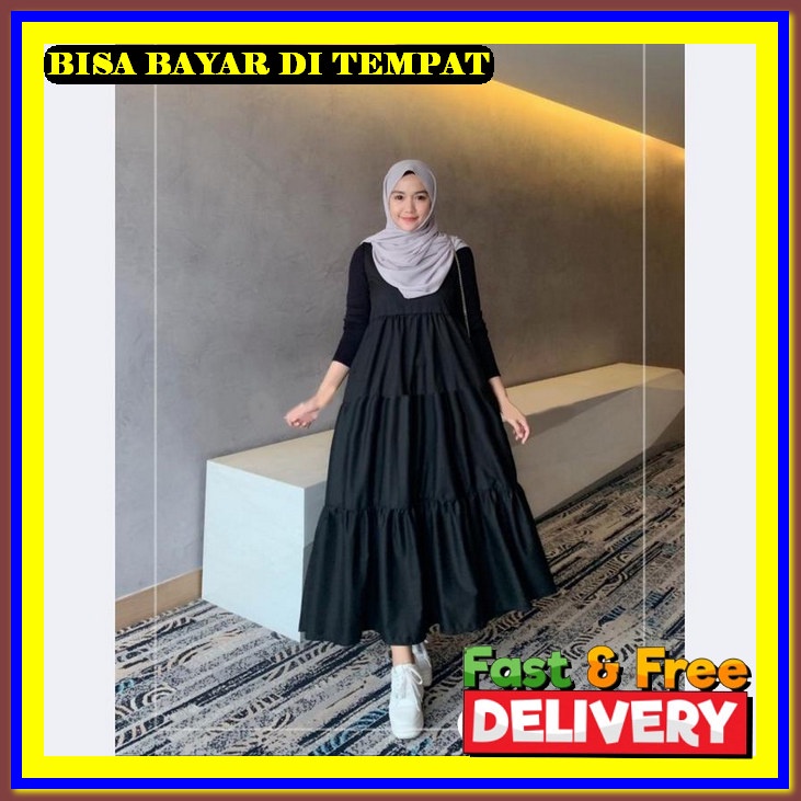 Gamis Remaja Kekinian Korean Style Fashion Muslim Gamis Remaja Kekinian Baju Pakaian Muslimah Bju Le