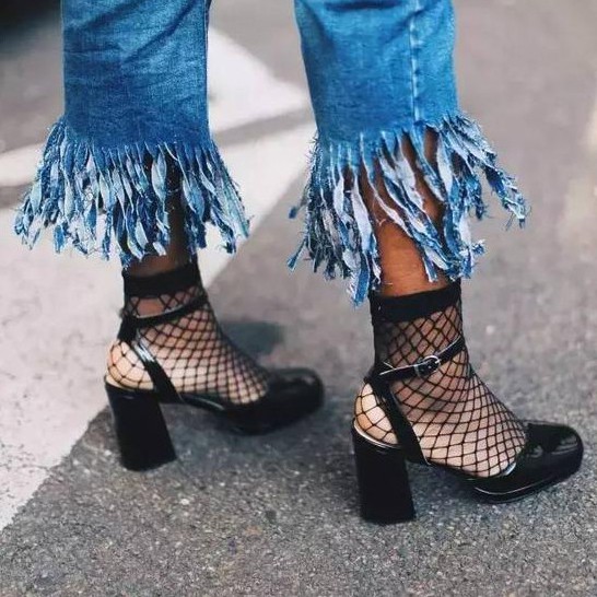 KK-24 ANKLE NET kaos kaki jaring fishnet pendek hitam putih net socks