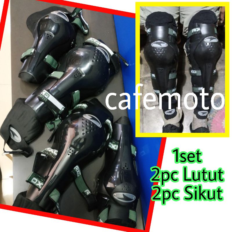 deker touring lutut siku pelindung AXO hitam dekker