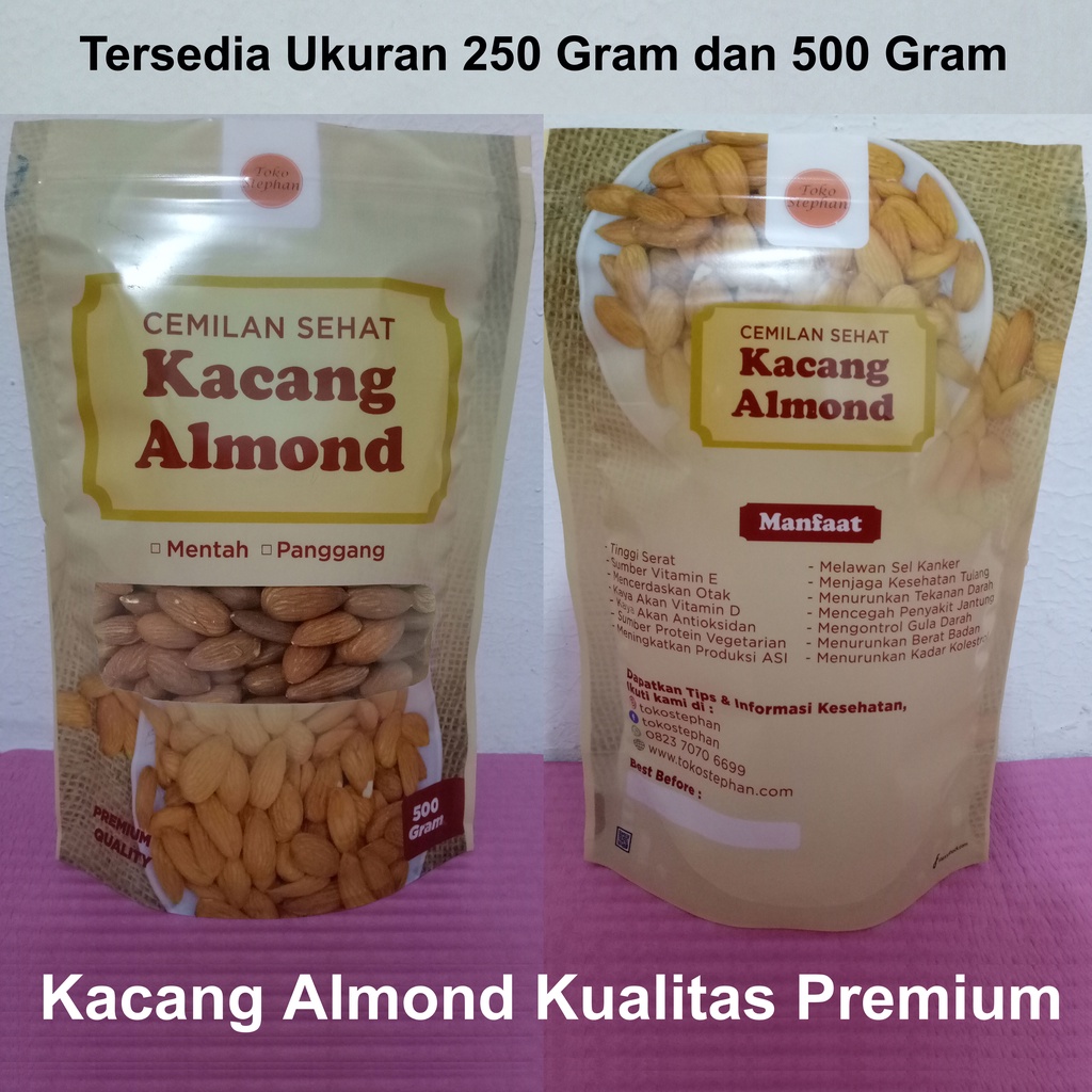 

Kacang Almond Mentah Premium 1 KG - Premium Raw Almonds 1000 Gram