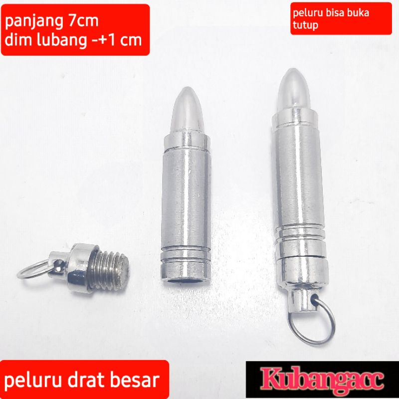 bandul / liontin Kalung. bandul Kalung model peluru besar drat bisa buka tutup Bandul Kalung peluru